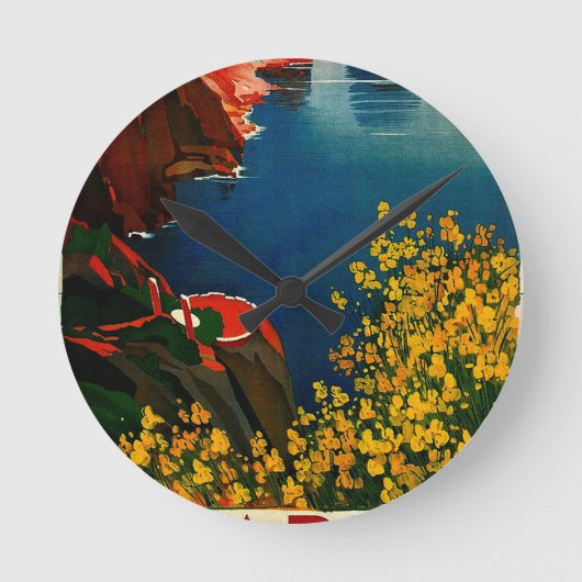 Vintag Capri L'Isola del Sole Italien Runde Wanduhr (Vorderseite)