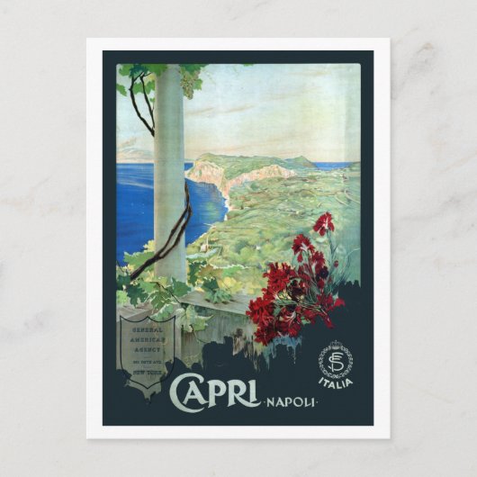 Vintag Capri Napoli Italien Reiseplakat Postkarte (Vorderseite)