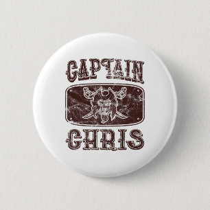 Vintag Captain Chris Personalisiert Pirate Pontoon Button