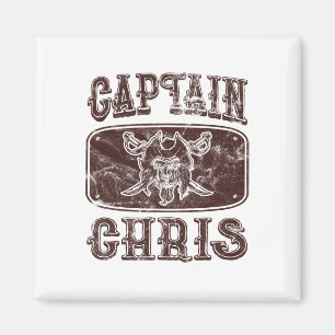 Vintag Captain Chris Personalisiert Pirate Pontoon Magnet