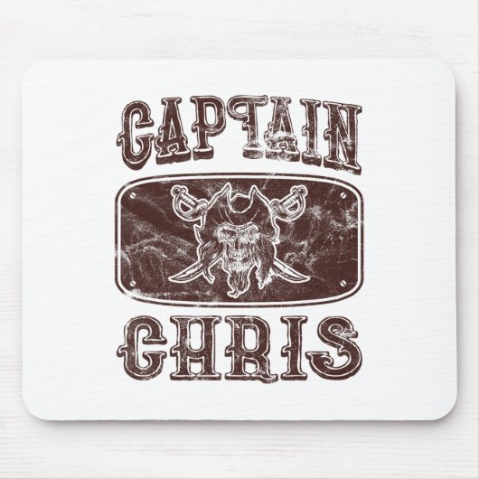 Vintag Captain Chris Personalisiert Pirate Pontoon Mousepad (Vorne)