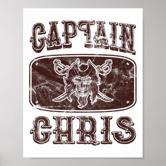 Vintag Captain Chris Personalisiert Pirate Pontoon Poster (Vorne)