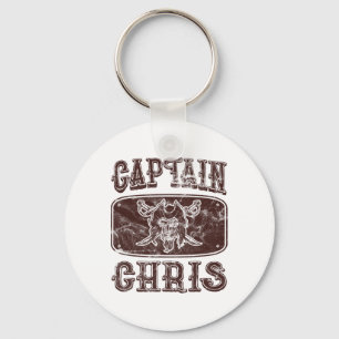 Vintag Captain Chris Personalisiert Pirate Pontoon Schlüsselanhänger
