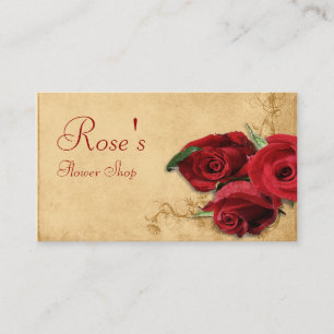 Vintag Caramel Brown & Rose Florist Visitenkarte