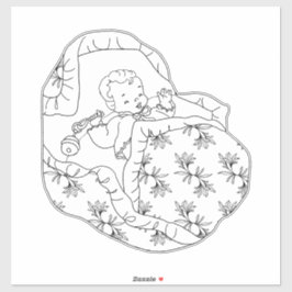 Vintag Card Girl Dusche Babydusche Linie Farben Aufkleber