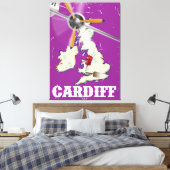 Vintag Cardiff Wales Travel Poster Leinwanddruck (Insitu (Schlafzimmer))