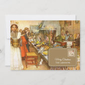 Vintag Carl Larsson Personalizable Weihnachtsabend Feiertagskarte (Vorderseite)