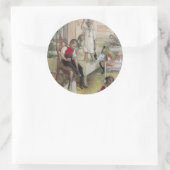 Vintag Carl Larsson Weihnachtsmorgen 1894 Runder Aufkleber (Tasche)