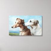Vintag Carl Reichert Two Greyhounds Leinwanddruck (Vorderseite)