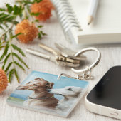 Vintag Carl Reichert Two Greyhounds Schlüsselanhänger (Vorderseite rechts)