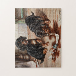 Vintag Carl Reichert's Hunde Ölgemälde Puzzle