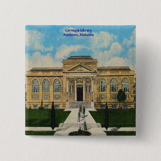 Vintag Carnegie Library Anniston Alabama Button (Vorderseite)