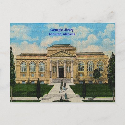 Vintag Carnegie Library Anniston Alabama Postkarte (Vorderseite)