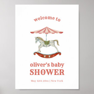 Vintag Carousel Carnival Baby Dusche Willkommen Poster