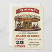 Vintag Carousel Kindergeburtstag Party Einladung (Vorderseite)