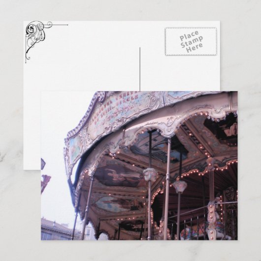 Vintag Carousel Postacrd Postkarte (Vorne/Hinten)
