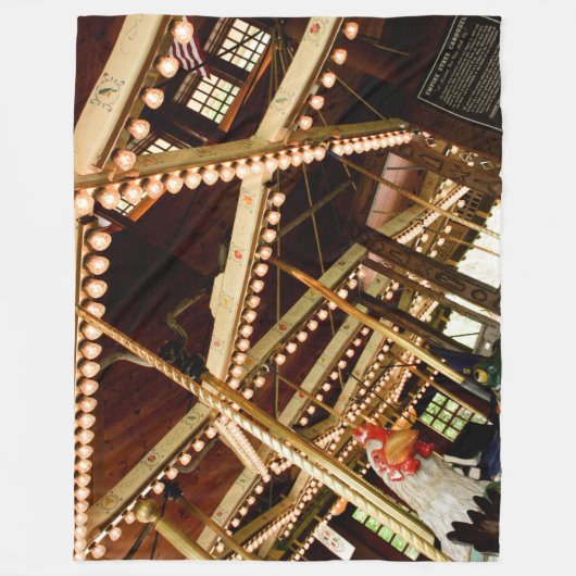 Vintag Carousel Rooster Fleecedecke (Vorderseite)