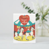 Vintag Carousel Valentine Feiertagspostkarte (Stehend Vorderseite)