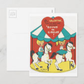Vintag Carousel Valentine Feiertagspostkarte (Vorne/Hinten)