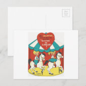 Vintag Carousel Valentine Feiertagspostkarte (Vorne/Hinten)