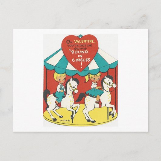 Vintag Carousel Valentine Feiertagspostkarte (Vorderseite)