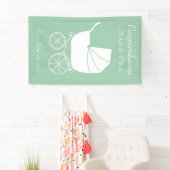 Vintag Carriage Baby Shower Green Gender Neutral Banner (Insitu)