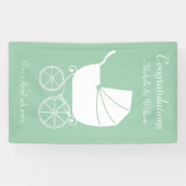 Vintag Carriage Baby Shower Green Gender Neutral Banner (Horizontal)
