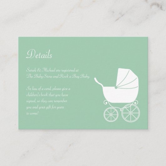 Vintag Carriage Baby Shower Green Gender Neutral Begleitkarte (Vorderseite)