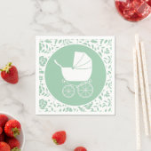 Vintag Carriage Baby Shower Green Gender Neutral Serviette (Beispiel)