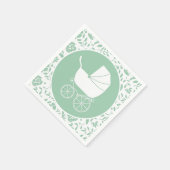 Vintag Carriage Baby Shower Green Gender Neutral Serviette (Ecke)