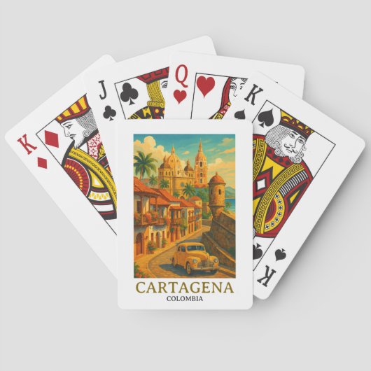 Vintag Cartagena Colombia Retro Art Spielkarten (Rückseite)