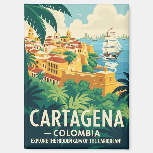 Vintag Cartagena Kolumbien Magnet (Vorderseite)