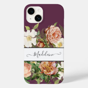 Vintag Cassis Pink n White Floral Stilvolle Blume Case-Mate iPhone 14 Hülle