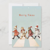 Vintag Cat Christmas Grußkarte Einladung (Vorderseite)