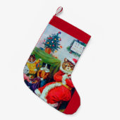 Vintag Cat Christmas, Louis Wain Kleiner Weihnachtsstrumpf (Vorderansicht (hängend))