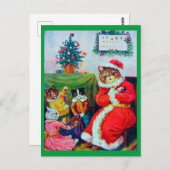 Vintag Cat Christmas, Louis Wain Postkarte (Vorne/Hinten)
