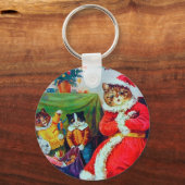 Vintag Cat Christmas, Louis Wain Schlüsselanhänger (Vorderseite)