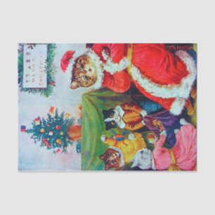 Vintag Cat Christmas, Louis Wain Seidenpapier