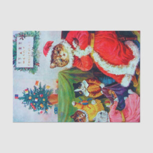 Vintag Cat Christmas, Louis Wain Seidenpapier