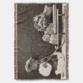 Vintag Cat Christmas Sleigh Decke (Vorderseite Vertikal)