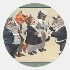 Vintag Cat Christmas Sticker-Arthur Thiele Runder Aufkleber