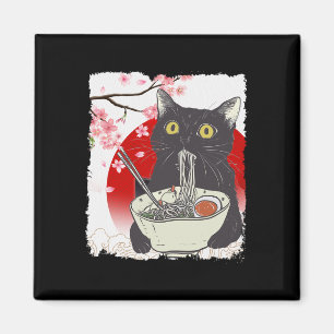 Vintag Cat Eating Ramen Funny Japanisch Cat Noodle Magnet