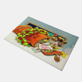 Vintag Cat Frohe Weihnachten Fußmatte (Schrägansicht)