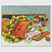 Vintag Cat Frohe Weihnachten Geschenkpapier (Flach)