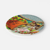 Vintag Cat Frohe Weihnachten Pappteller (Schrägansicht)