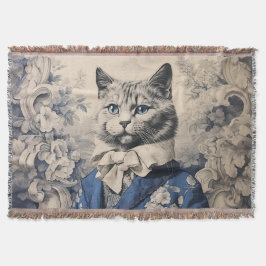 Vintag Cat Gentleman Toile de Jouy Chaton Noble Decke
