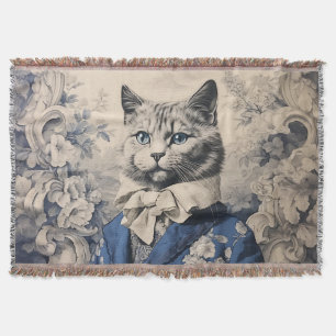 Vintag Cat Gentleman Toile de Jouy Chaton Noble Decke