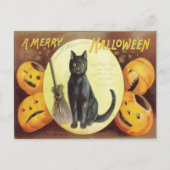 Vintag Cat Halloween Postkarte (Vorderseite)