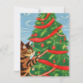 Vintag Cat Kitten Weihnachtskarte Feiertagskarte (Vorderseite)