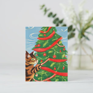 Vintag Cat Kitten Weihnachtskarte Feiertagskarte